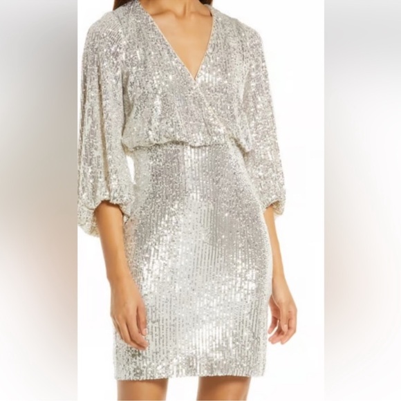 Eliza J Silver Sequin Dress - Picture 3 of 11